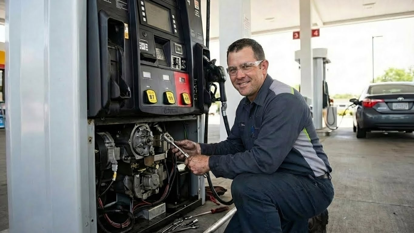 Fuel system dispensers at retail gas station